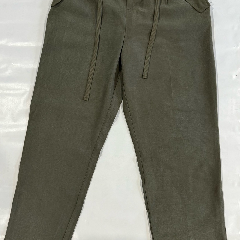 H&M Green Chinos Cotton Blend Straight Leg